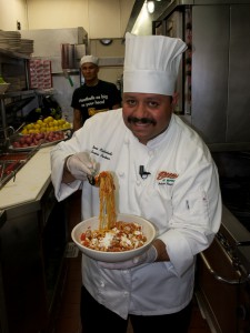 Chef Jesus Castañeda with Spaghetti ala Norma