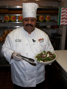 Chef Jesus Castañeda with Spinach, Prosciutto and Tomato Salad